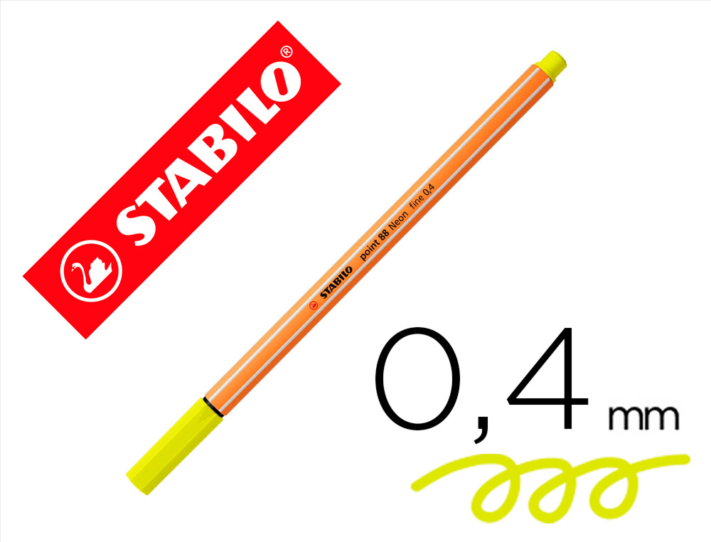 MARCADOR STABILO PONTA DE FIBRA POINT 88 AMARELO NEON