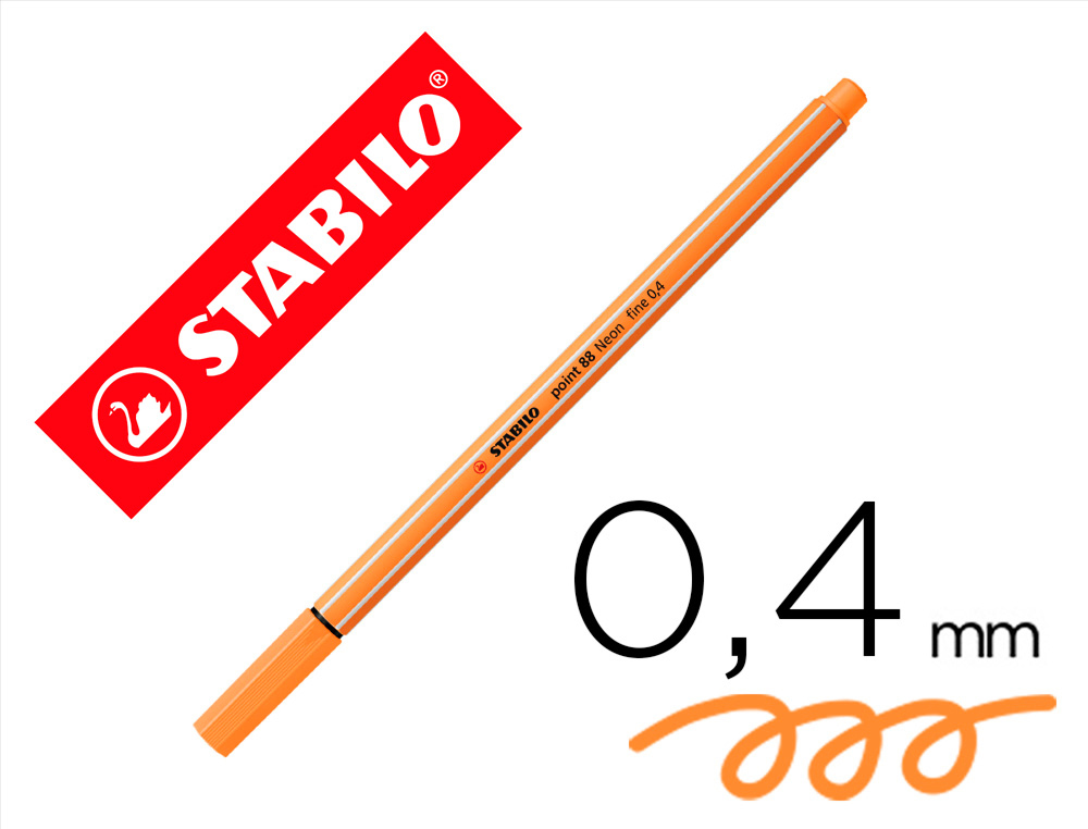 MARCADOR STABILO PONTA DE FIBRA POINT 88 LARANJA NEON