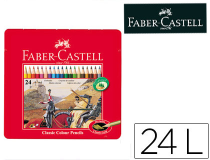LAPIS DE COR FABER CASTELL CAIXA METALICA DE 24 CORES SORTIDAS