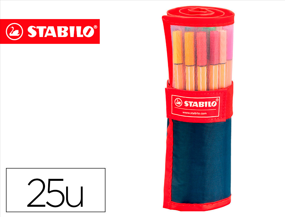 MARCADOR STABILO PONTA DE FIBRA POINT 88 ESTOJO ROLLER SET DE 25 CORES SORTIDAS