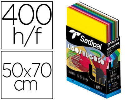 CARTOLINA SADIPAL 50X70 CM LISA E RUGOSA EXPOSITOR CARTAO 400 FOLHAS SORTIDAS 15 CORES