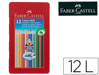 LAPIS DE COR FABER-CASTELL AGUARELAVEL COLOUR GRIP TRIANGULAR CAIXA METALICA DE 12 CORES SORTIDAS