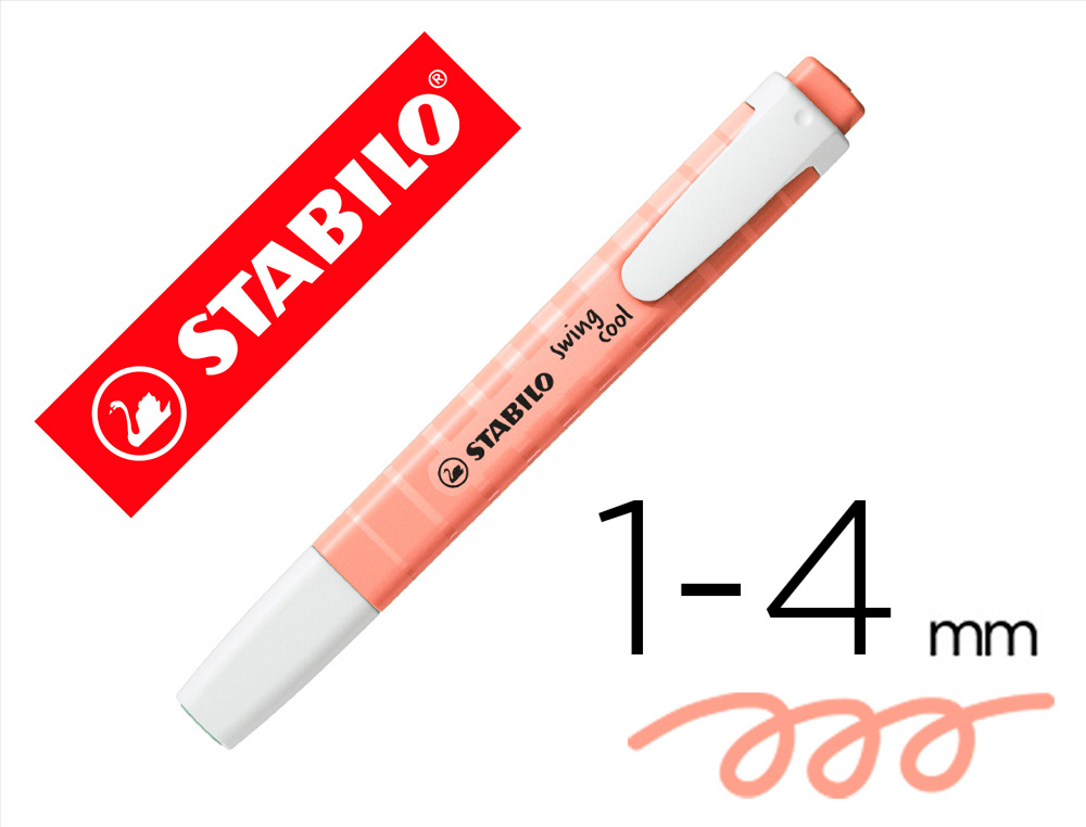 MARCADOR FLUORESCENTE STABILO SWING COOL PASTEL PESSEGO