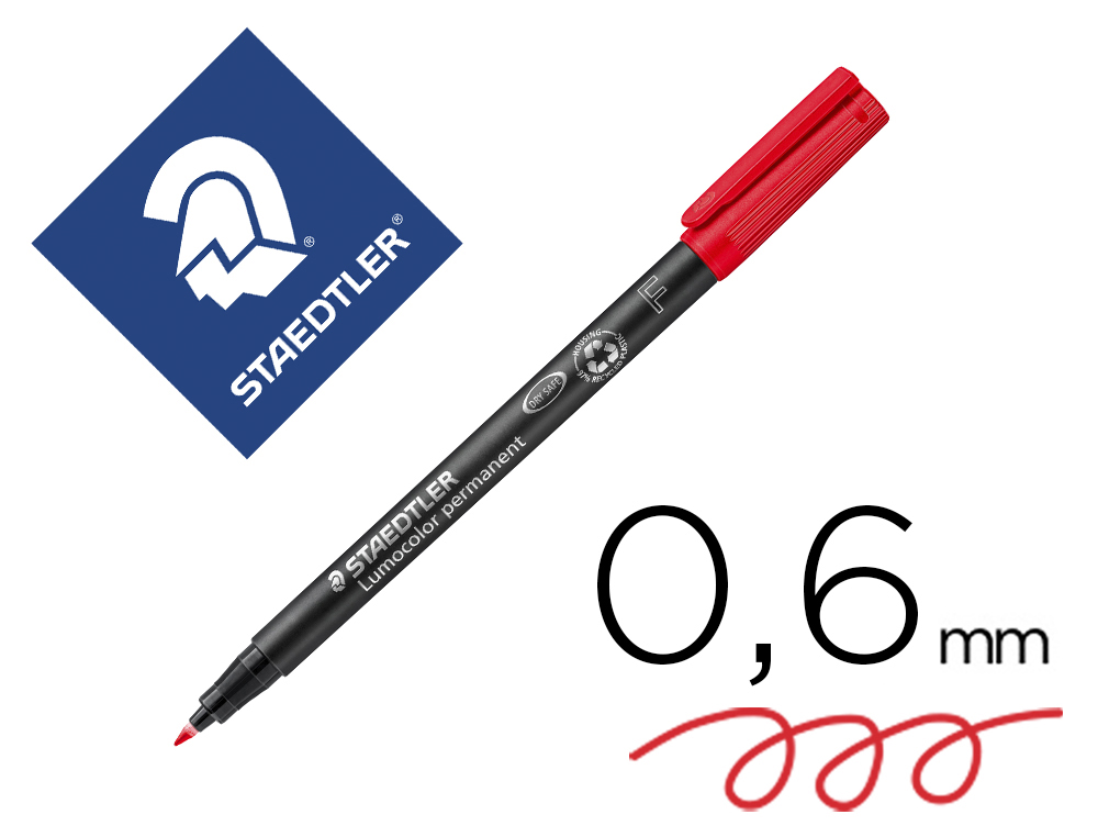 MARCADOR STAEDTLER LUMOCOLOR RETROPROJECAO 318-2 PONTA 0,6MM VERMELHO