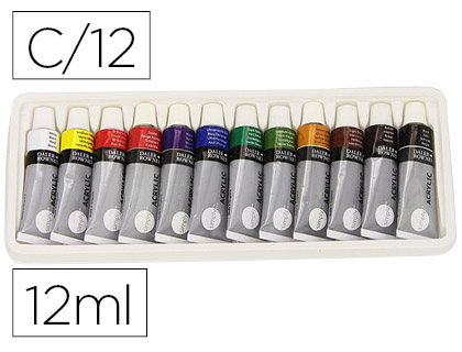 PINTURA ACRILICA DALER ROWNEY SIMPLY CAIXA DE 12 CORES SORTIDAS TUBO DE 12 ML
