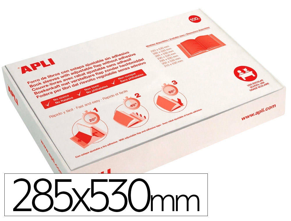 FORRA LIVROS APLI PVC COM ABA AJUSTAVEL ADESIVO 285X530 MM