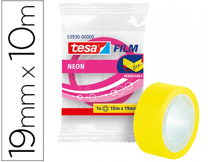 FITA ADESIVA TESA FILM NEON 10 MT X 19 MM AMARELA/ROSA ENCELOFANADA