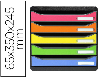 BLOCO CLASSIFICADOR DE SECRETARIA EXACOMPTA BIG-BOX PLUS CLASSIC IDERAMA ARLEQUIN 5 GAVETAS MULTICOLOR 347X278X271 MM