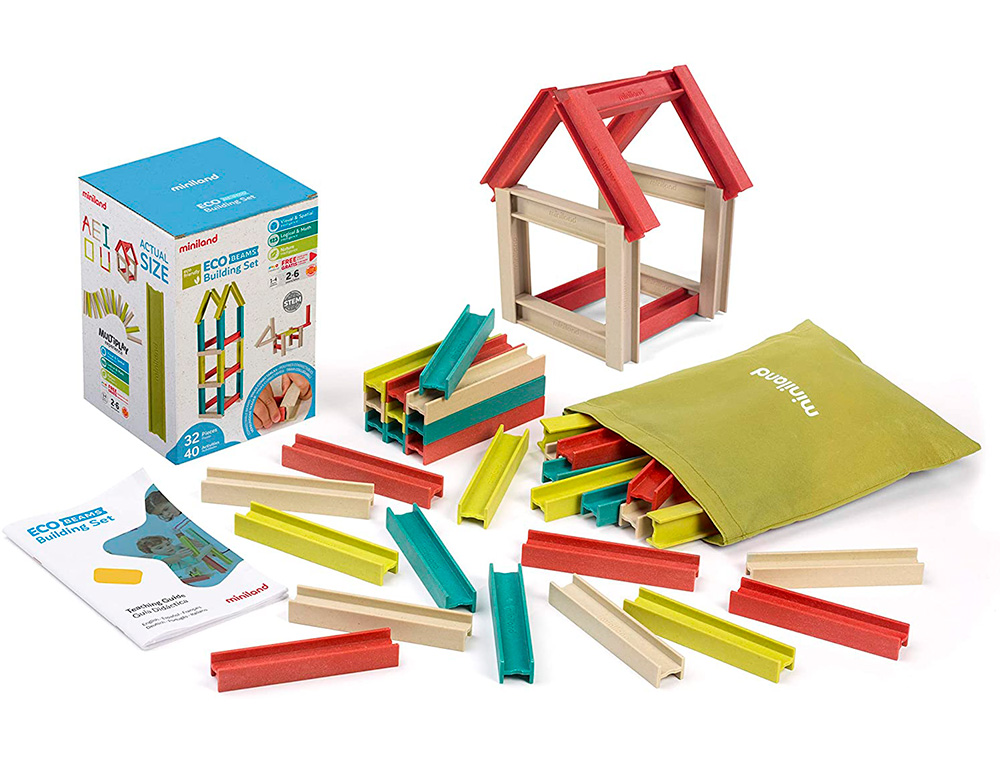 JOGO MINILAND DE CONSTRUCAO COMPOSTO DE 32 VIGAS MATERIAL ECO 150X210X150 MM