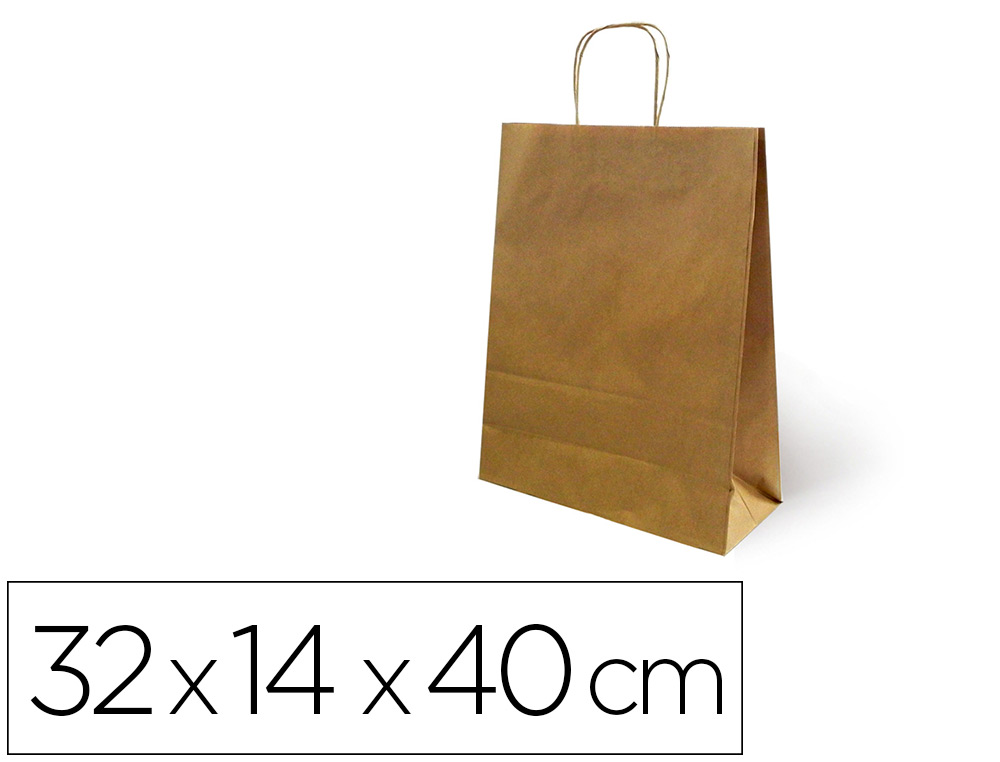 SACO DE PAPEL BASIKA KRAFT RECICLADA ASA RETORCIDA LISA NATURAL FORMATO 