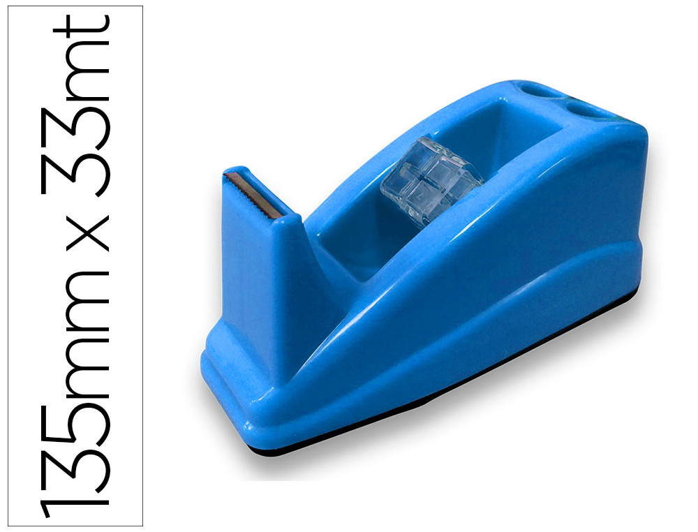 DESENROLADOR SECRETARIA Q-CONNECT PLASTICO PARA FITAS DE 33 MT COR AZUL 135X58X60 MM
