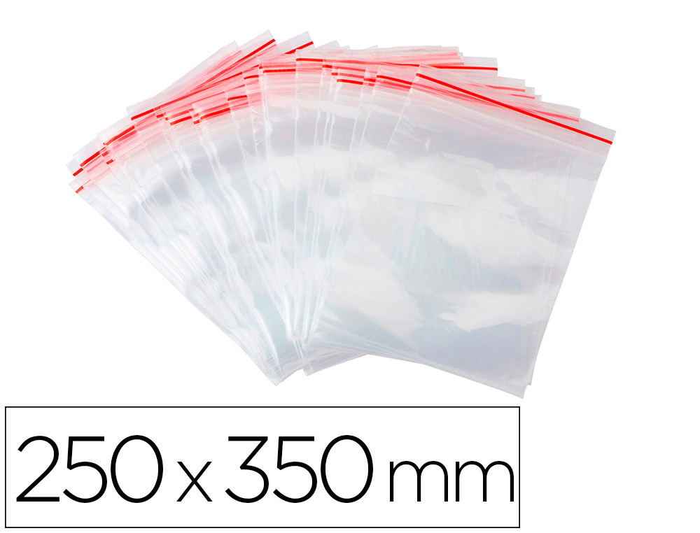 BOLSA PLASTICO AUTO SELADA Q-CONNECT 250X350 MM PACK DE 100 UNIDADES