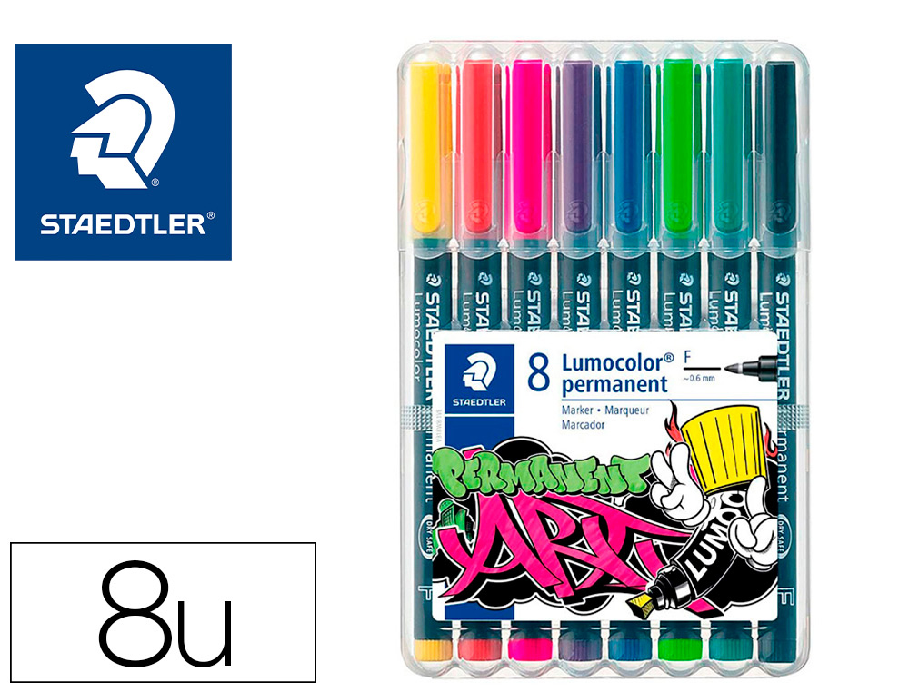 MARCADOR STAEDTLER LUMOCOLOR RETROPROJECAO PONTA DE FIBRA 318 ESTOJO DE 8 UNIDADES CORES SORTIDAS