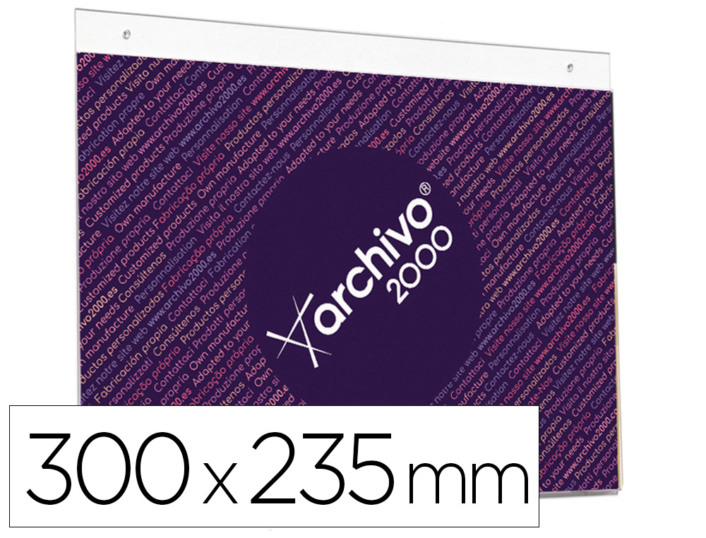 EXPOSITOR DE PAREDE ARCHIVO 2000 COM FUROS ULTRA TRANSPARENTE DIN A4 HORIZONTAL 300X235 MM