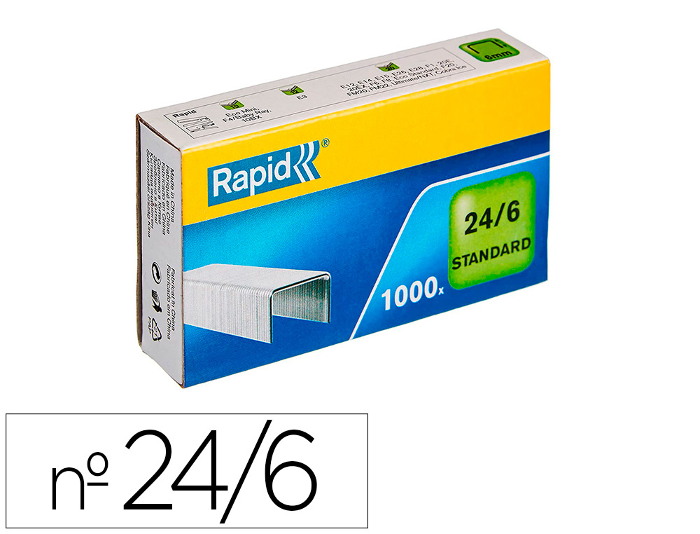 AGRAFES RAPID 24/6 MM GALVANIZADOS CAIXA DE 1000 UNIDADES
