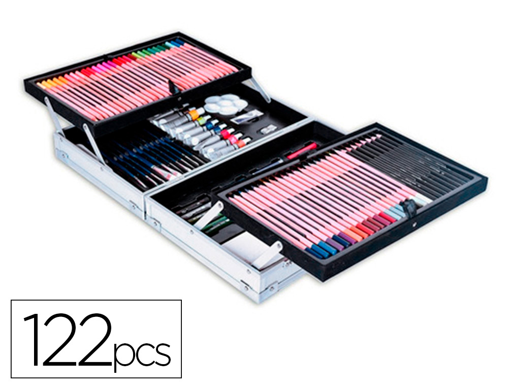 MALA DE PINTURAS DALER ROWNEY METALICO 122 PECAS 347X94X240 MM