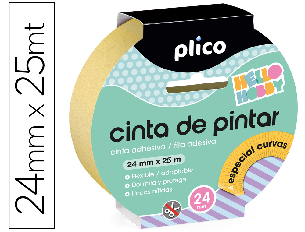FITA ADESIVA PLICO PARA PINTOR ESPECIAL CURVAS 25 MT X 24 MM