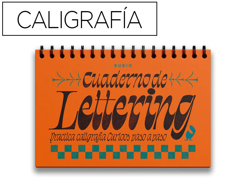CADERNO RUBIO LETTERING CALIGRAFIA PRATICA CURIOOS PASSO A PASSO ENCADERNACAO ESPIRAL CAPA DURA 212 PAGINAS 304X204 MM