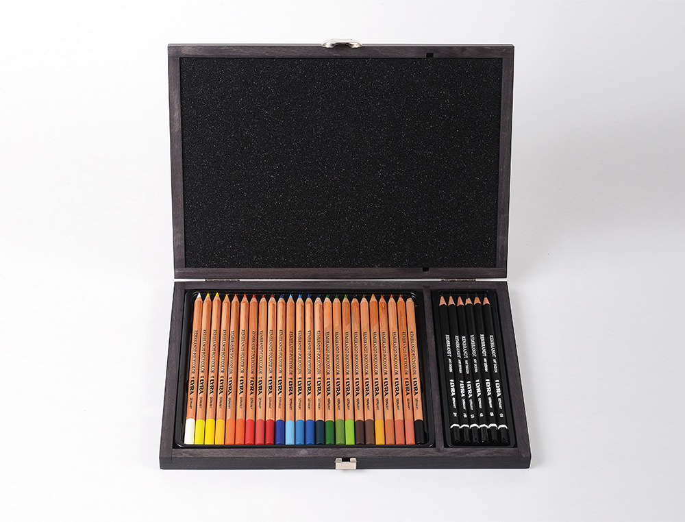 LAPIS DE COR LYRA REMBRANDT POLYCOLOR 30 CORES SORTIDAS EM MALA DE MADEIRA