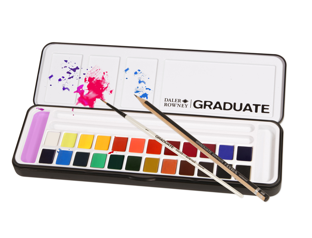 AGUARELA DALER ROWNEY GRADUATE CAIXA METAL DE 24 UNIDADES CORES SORTIDAS