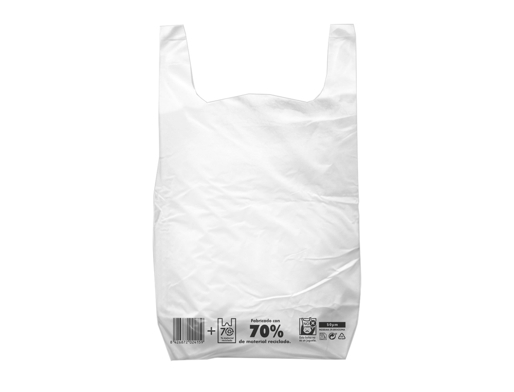 BOLSA RECICLADA 70% BRANCA 30X40 CM REUTILIZAVEL 1 KG EMBALAGEM DE 90 UNIDADES