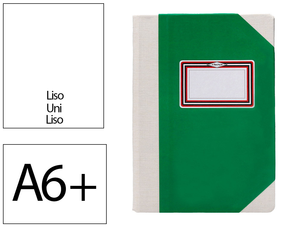 LIVRO DE CARTAO COSIDO FERNANDES FLECHA DIN A6+ LISO 50 FOLHAS 100 GR VERDE
