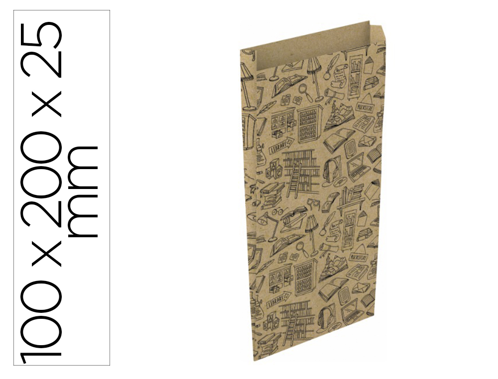ENVELOPE PAPEL BASIKA KRAFT RECICLADO COM FOLE ESTAMPADO TAMANHO XXS 100X200 MM EMBALAGEM DE 25 UNIDADES