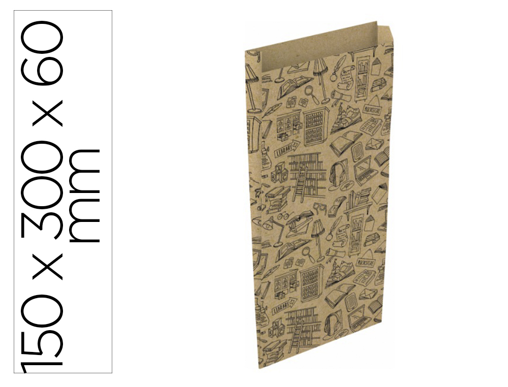 ENVELOPE PAPEL BASIKA KRAFT RECICLADO COM FOLE ESTAMPADO TAMANHO S 150X300 MM EMBALAGEM DE 25 UNIDADES