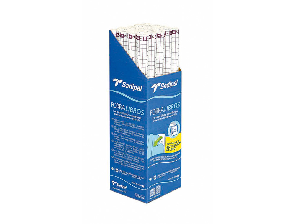 ROLO PLASTICO ADESIVO SADIPAL 0.50X1.50 MT 50 MC FORRA LIVROS REMOVIVEL 1 ANO
