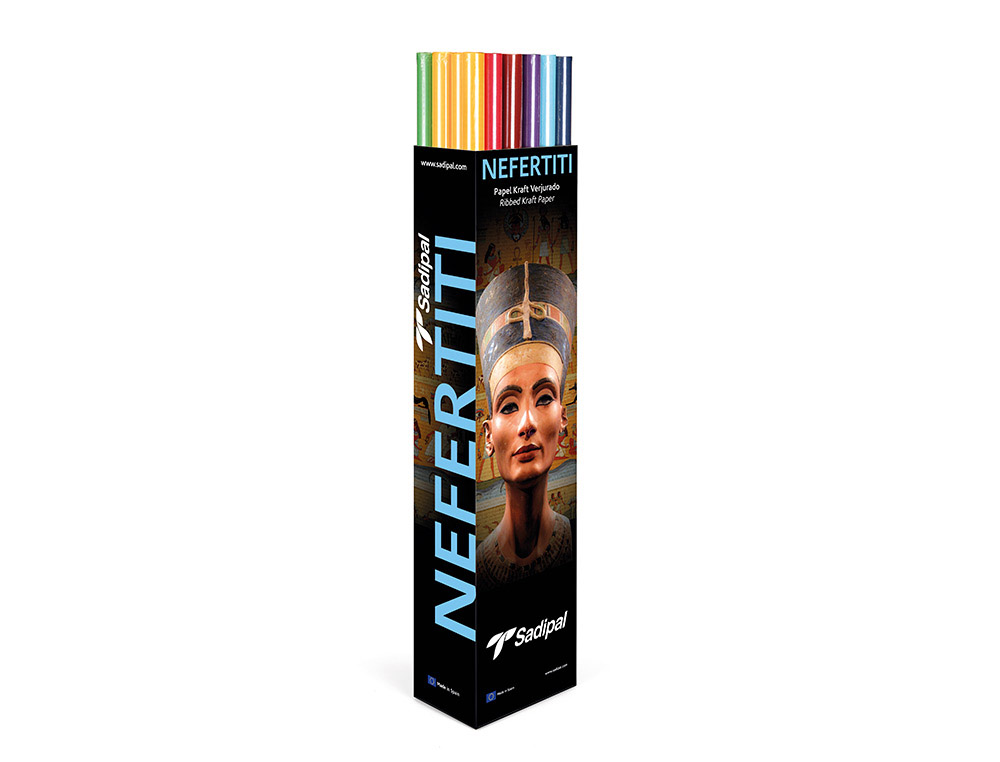 PAPEL KRAFT SADIPAL NEFERTITIS 1X3 MT GRAMAGEM 65 GR EXPOSITOR DE 30 ROLOS CORES SORTIDAS