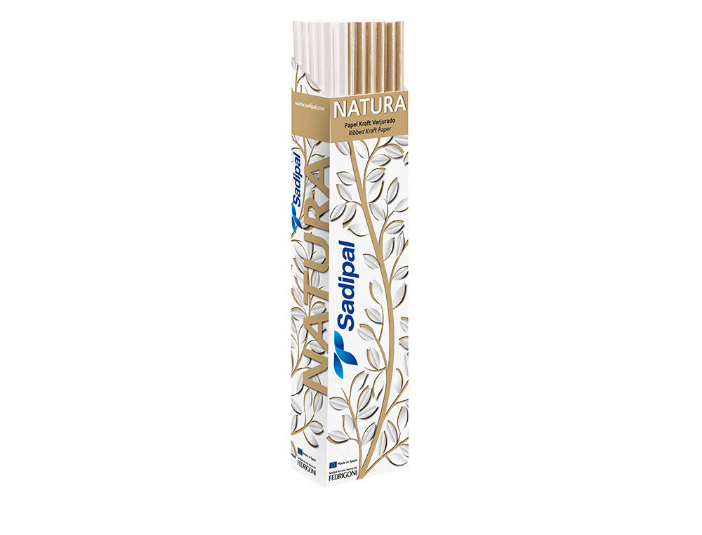 PAPEL KRAFT SADIPAL NATURA 1X3 MT GRAMAGEM 70 GR EXPOSITOR DE 18 ROLOS COR CASTANHO + 6 ROLOS COR BRANCO