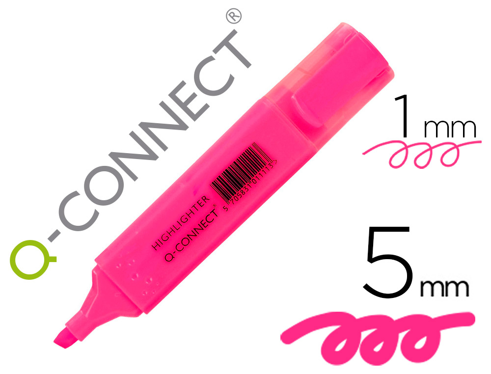 MARCADOR FLUORESCENTE Q-CONNECT DE PONTA BISELADA ROSA