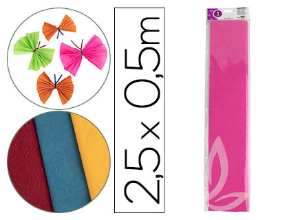 PAPEL CREPE EM CELOFANE LIDERPAPEL 50 CM X 2,5 M ROSA FORTE CLASSICO