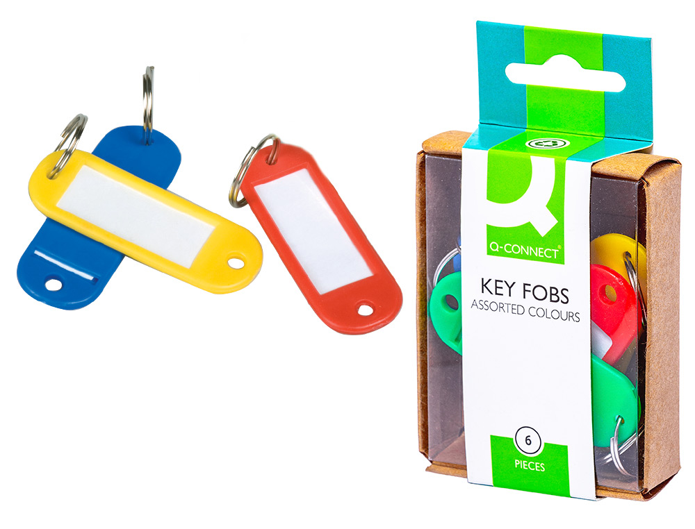 CHAVEIRO PORTA-ETIQUETAS Q-CONNECT EM CORES SORTIDAS CAIXA COM 6 UNIDADES