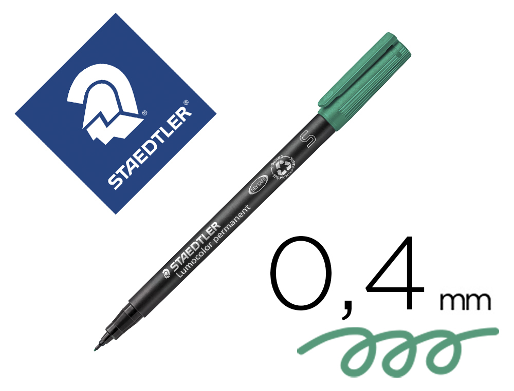 MARCADOR STAEDTLER LUMOCOLOR RETROPROJECAO 313-5 PONTA 0,4MM VERDE