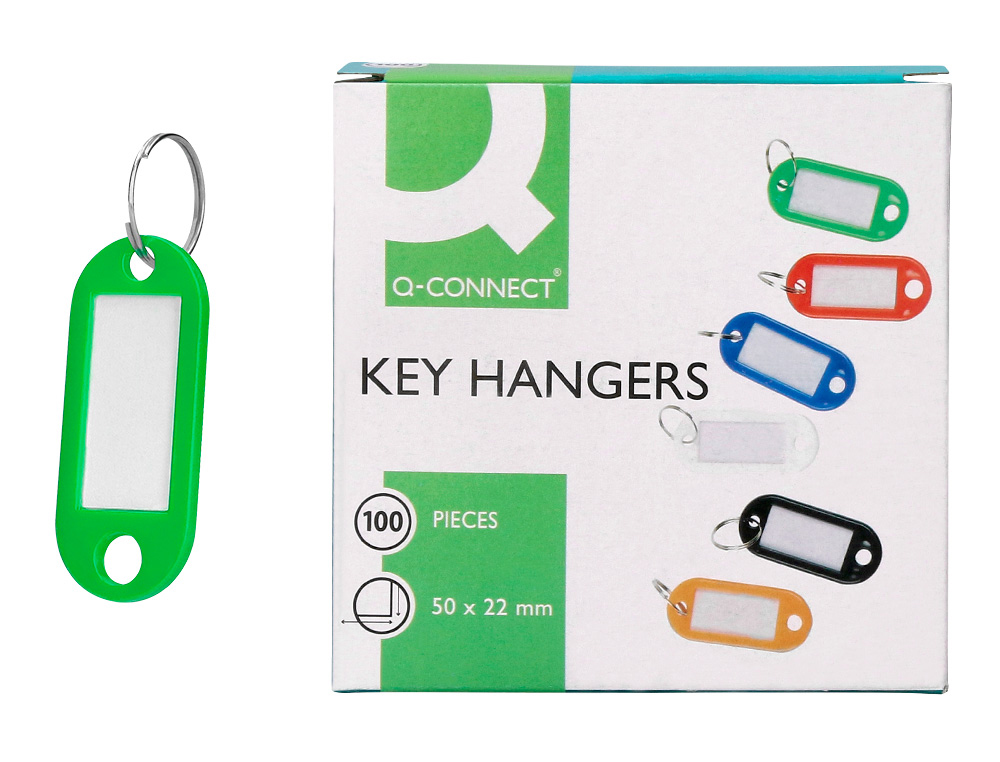 CHAVEIRO PORTA-ETIQUETAS Q-CONNECT VERDE CAIXA 100 UNIDADES
