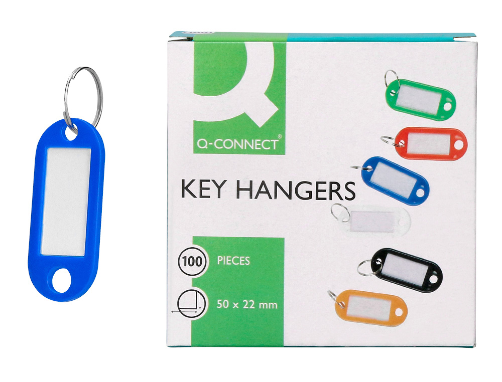 CHAVEIRO PORTA-ETIQUETAS Q-CONNECT AZUL CAIXA 100 UNIDADES