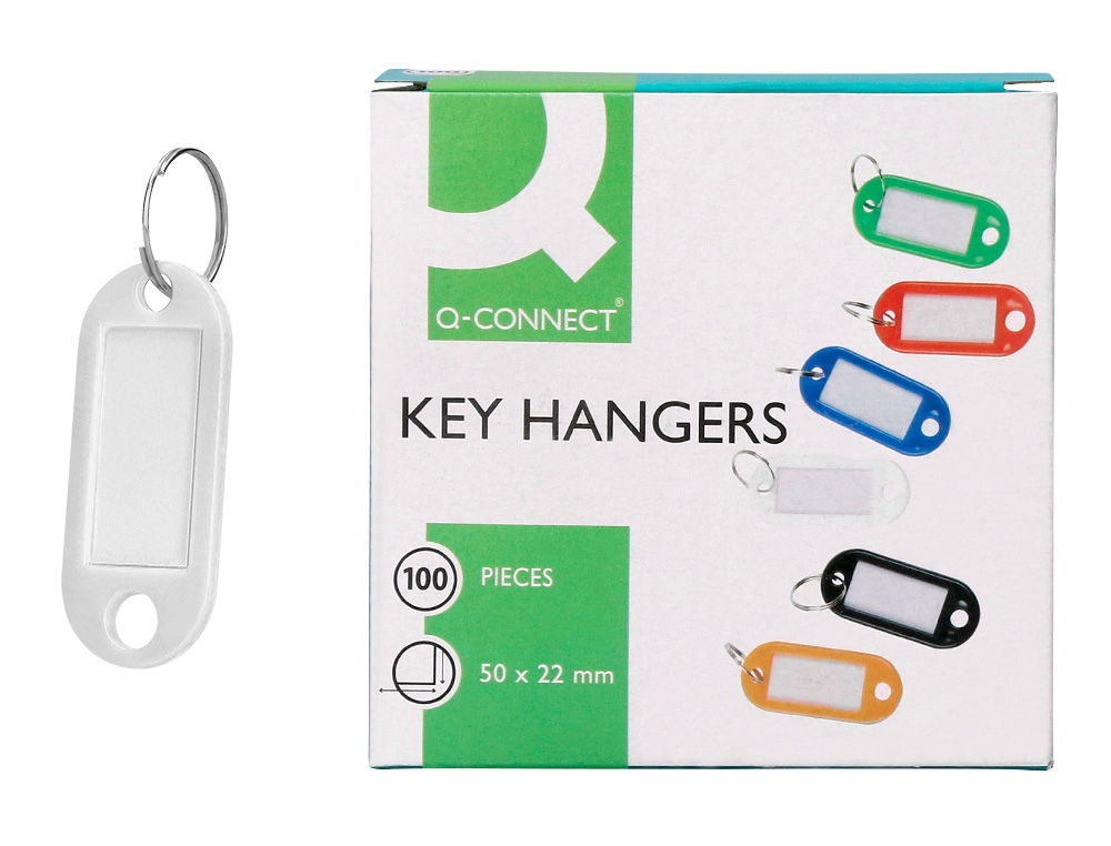 CHAVEIRO PORTA-ETIQUETAS Q-CONNECT BRANCO CAIXA 100 UNIDADES