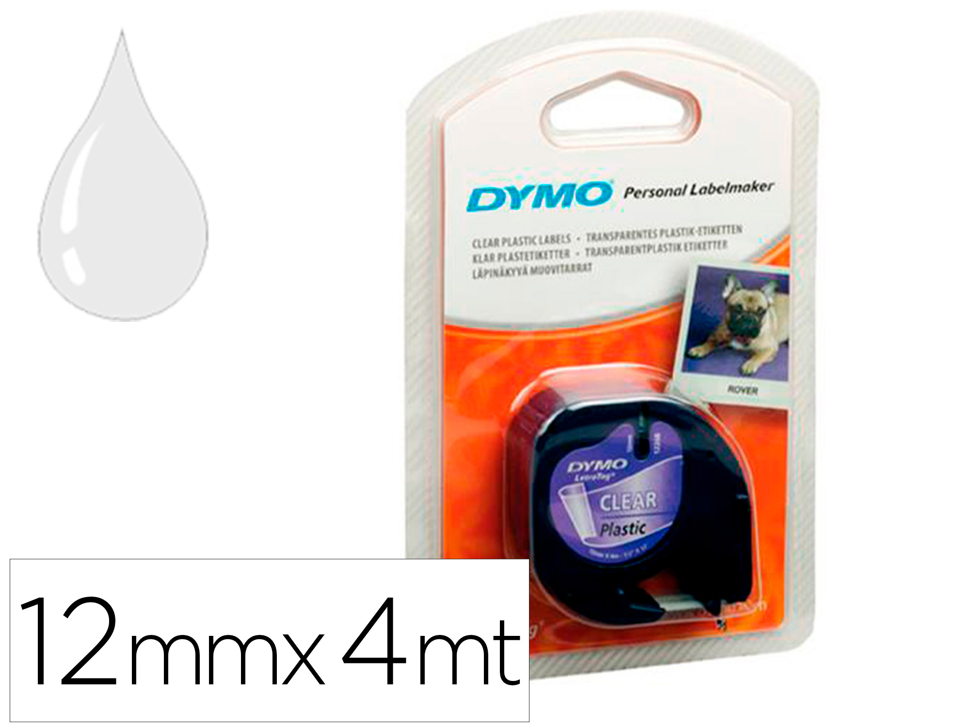 FITA DYMO 12MMX4MT -TRANSPARENTE PARA MAQUINA LETRATAG