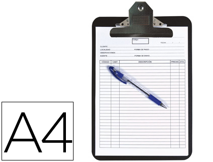 PORTA NOTAS Q-CONNECT PLASTICO DIN A4 PRETO 4 MM