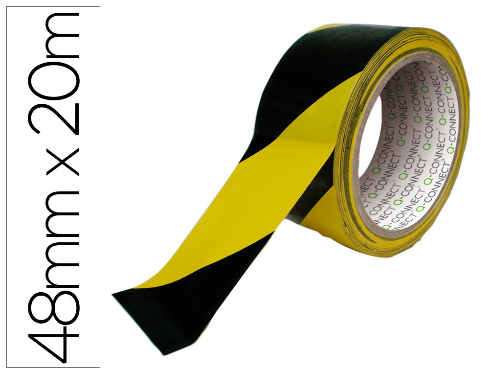 FITA ADESIVA Q-CONNECT DE SEGURANCA AMARELA PRETA 20MTX48MM