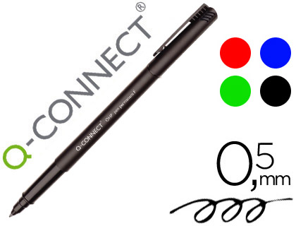 MARCADOR Q-CONNECT RETROPROJECAO PONTA FIBRA FINA REDONDA 0.5 MM PERMANENTE BOLSA 4 MARCADORES