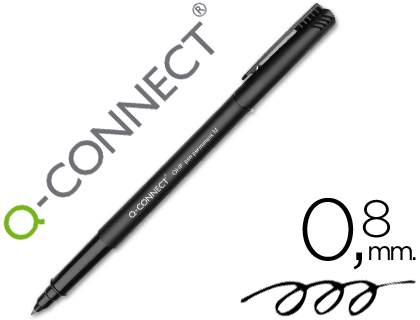 MARCADOR Q-CONNECT RETROPROJECAO PONTA FIBRA MEDIA REDONDA 0.8 MM PERMANENTE PRETO