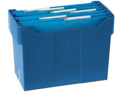 SUPORTE DE SECRETARIA PARA CAPAS DE ARQUIVO SUSPENSO AZUL PARA DINA4. CAPACIDADE 20 CAPAS