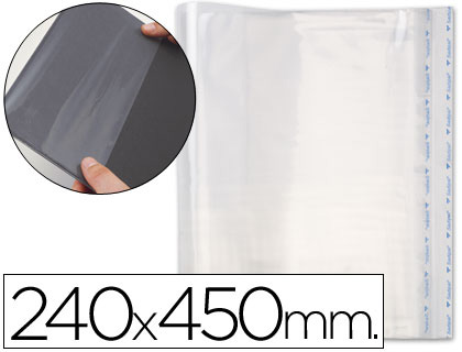 BOLSAS PROTETORAS PARA ENCADERNACAO ADESIVAS EM POLIPROPILENO COR TRANSPARENTE MEDIDAS 240X450MM