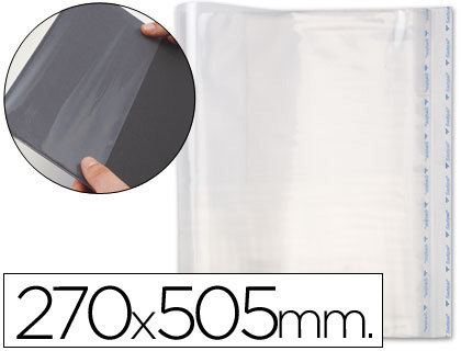 BOLSAS PROTETORAS PARA ENCADERNACAO ADESIVAS EM POLIPROPILENO COR TRANSPARENTE MEDIDAS 270X505MM