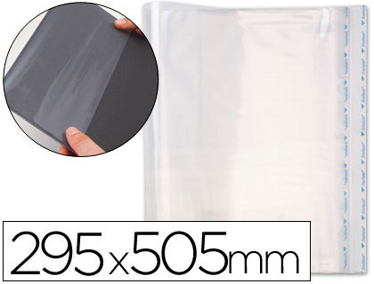 BOLSAS PROTETORAS PARA ENCADERNACAO ADESIVAS EM POLIPROPILENO COR TRANSPARENTE MEDIDAS 290X505MM