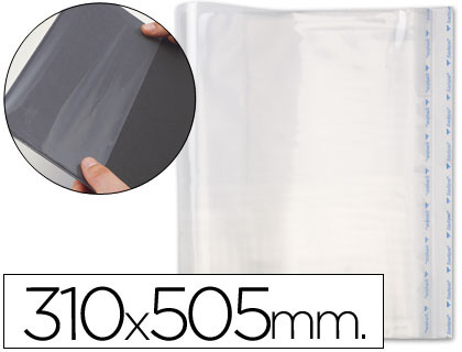 BOLSAS PROTETORAS PARA ENCADERNACAO ADESIVAS EM POLIPROPILENO COR TRANSPARENTE MEDIDAS 310X505MM