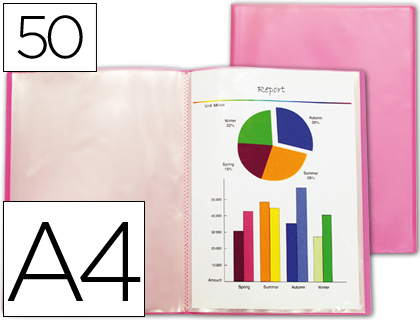 CAPA CATALOGO LIDERPAPEL 50 BOLSAS POLIPROPILENO DIN A4 VERMELHO