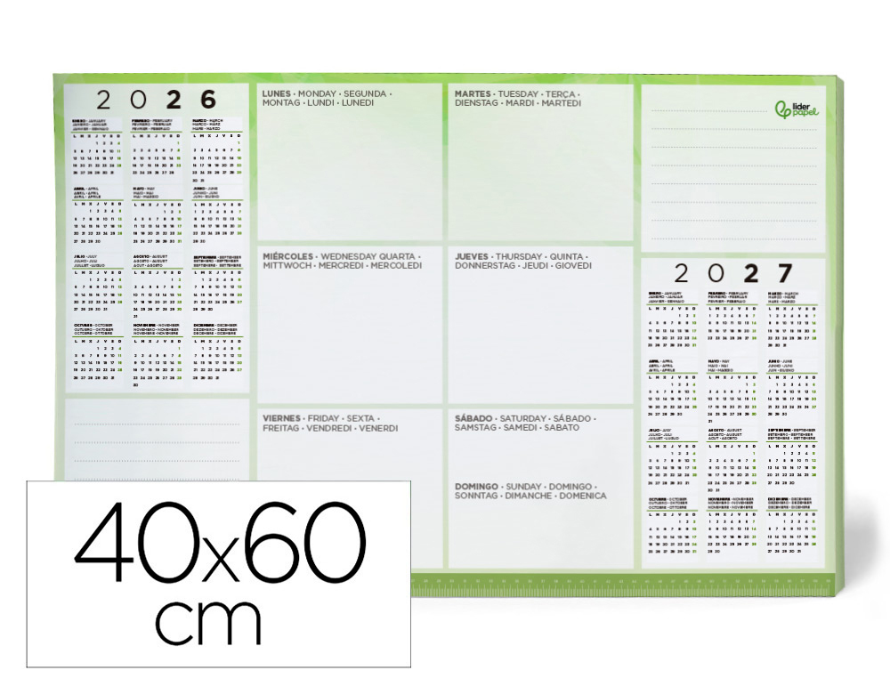 PLANEAMENTO SEMANAL LIDERPAPEL 40X60 CM 80 GR 60 FOLHAS 2026-2027